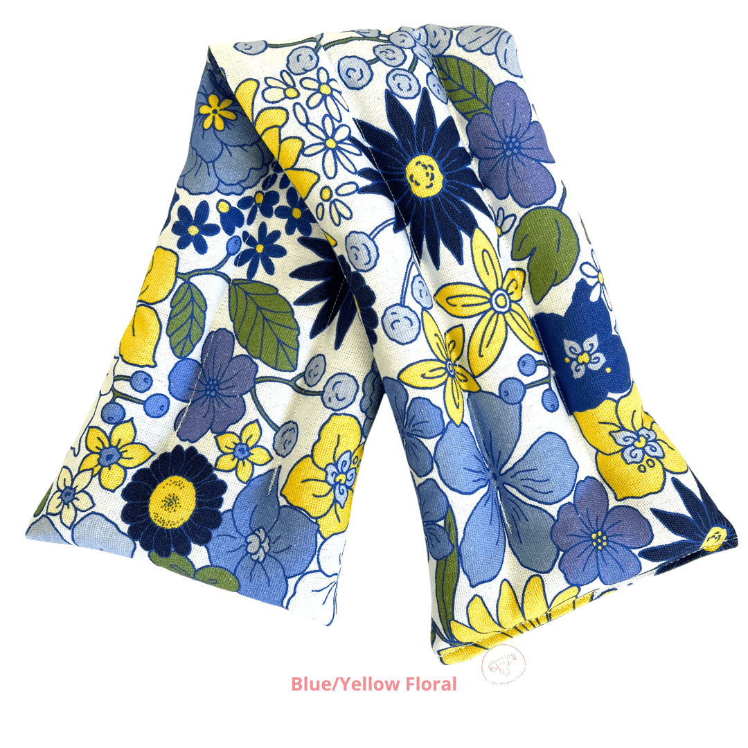 Handmade in canberra extra long heat pack filled with lupins provides alternative natural pain relief for endometriosis period and pelvic pain.