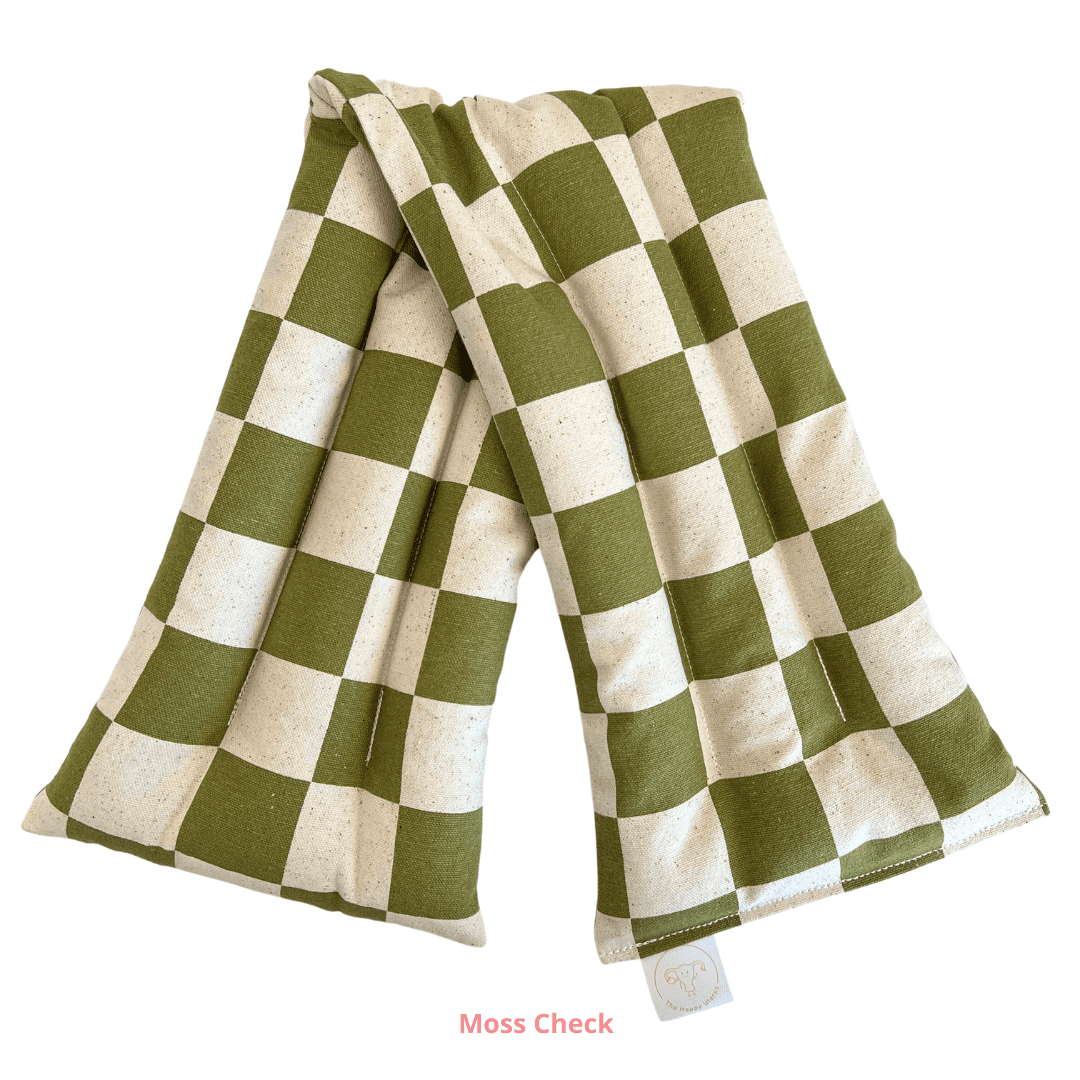 Handmade in canberra extra long heat pack filled with lupins provides alternative natural pain relief for endometriosis period and pelvic pain.