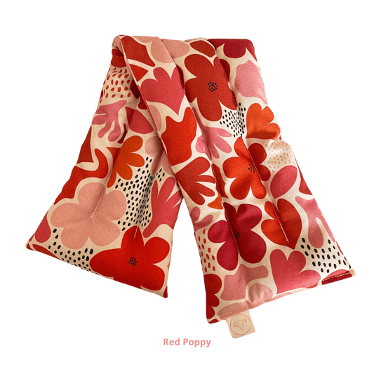 Handmade in canberra extra long heat pack filled with lupins provides alternative natural pain relief for endometriosis period and pelvic pain.