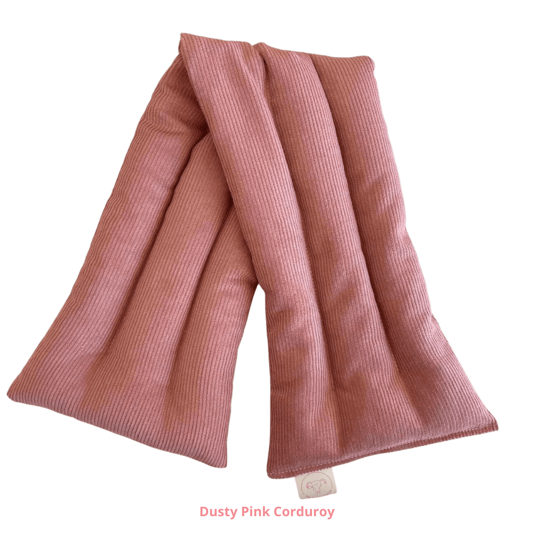 Handmade in canberra extra long heat pack filled with lupins provides alternative natural pain relief for endometriosis period and pelvic pain.