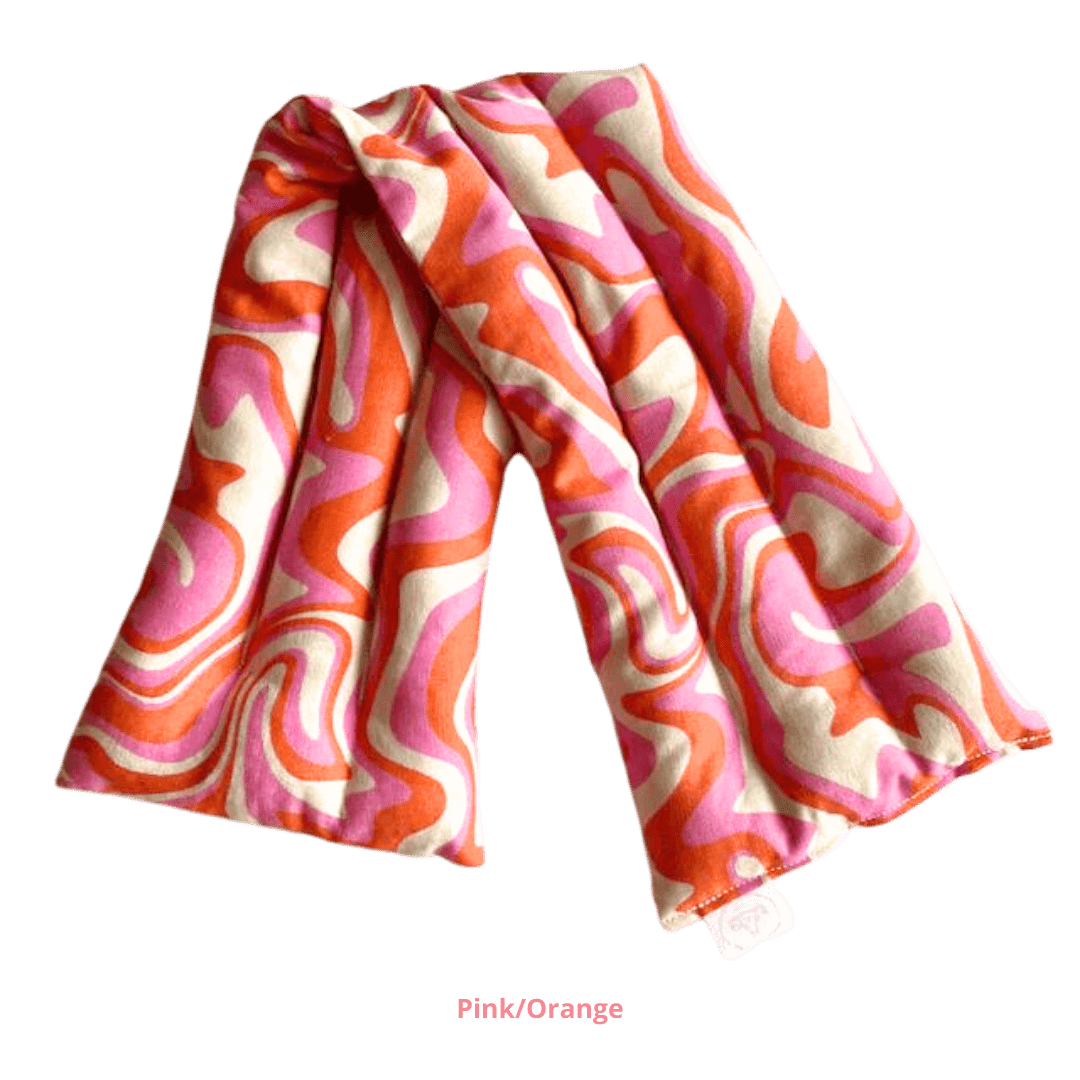 Handmade in canberra extra long heat pack filled with lupins provides alternative natural pain relief for endometriosis period and pelvic pain.